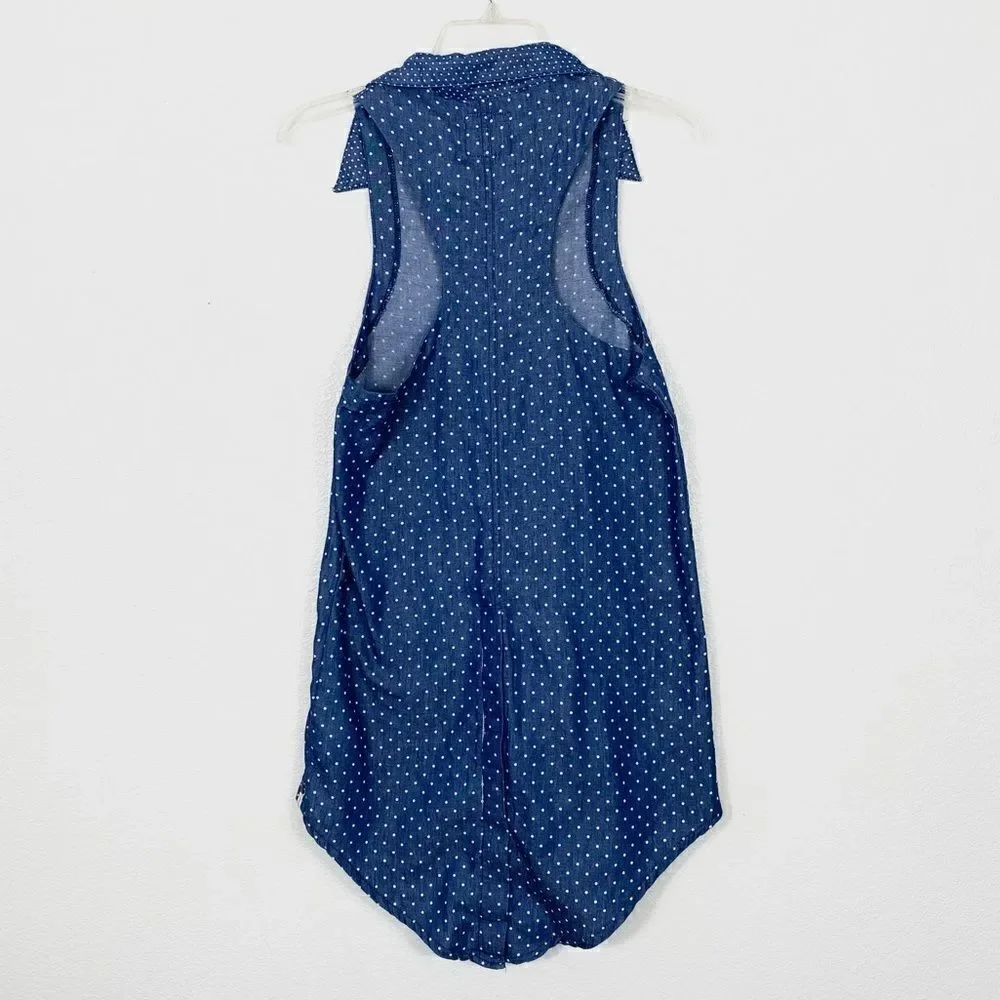 One Teaspoon Homesick Blues Chambray Polka Dot Sleeveless Shirt Dress